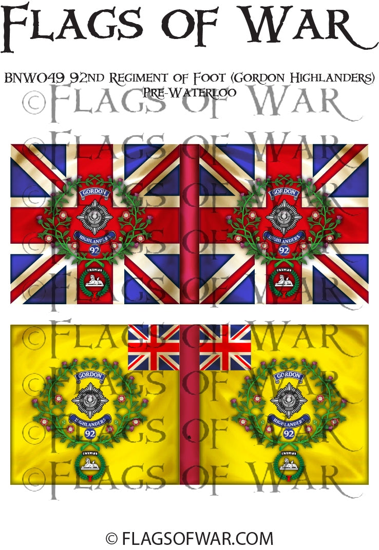 NAPB049 92nd Regiment of Foot (Gordon Highlanders) Pre-Waterloo – Flags ...